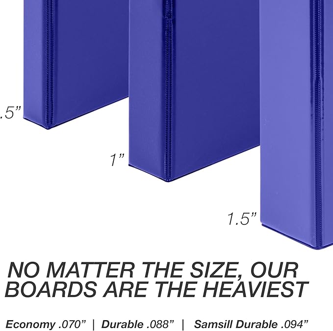 Samsill Durable 0.5 Inch Binder, Made in The USA, D Ring Binder, Customizable Clear View Cover, Blue, 24 Pack, Each Holds 125 Pages