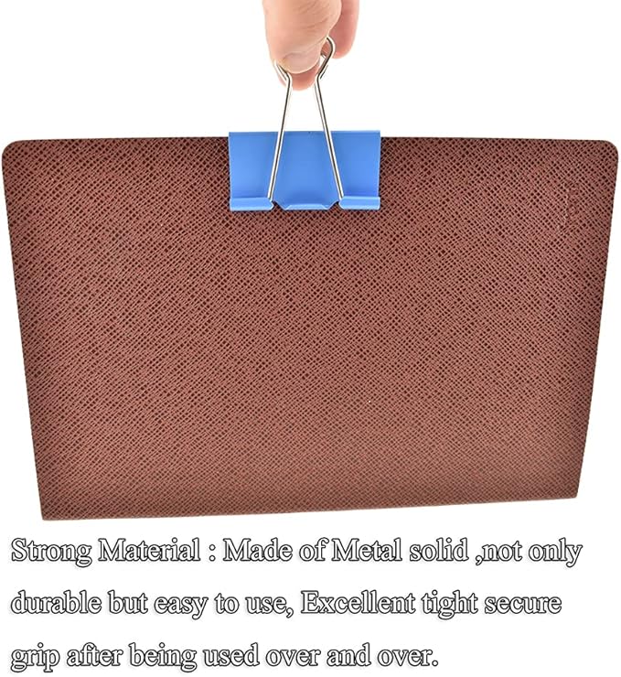 HAHIYO Binder Clips Paper Clamps Spring Steel Sturdy Large 1.97 inches Width 0.59 Inch Capacity No Sharp Edges Heavy Duty Tight Grip Reusable Color Metal Bright Finish for Home Office School 17 Pack