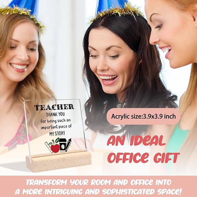 Teacher Appreciation Gifts for Women, End of Year Teacher Gifts Appreciation Gifts for Teacher Graduation Party Gifts Thank You Teacher Clear Desk Decorative Sign With Wooden Stand