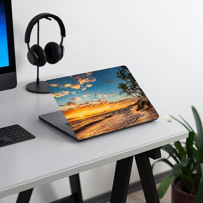 KEROM Compatible with MacBook Pro 16 inch Case 2024-2021 M4 M3 M2 M1 Pro/Max Chip A3403 A3186 A2991 A2780 A2485, Protective Plastic Hard Shell Case & Keyboard Cover, Has Logo Cutout, Beach Sunset