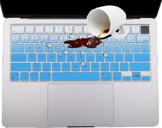 2 Pack Keyboard Cover for 2025-2021 MacBook Pro 14" 16" M4 M3 M2 M1 Pro/Max, 2025-2023 MacBook Air 13" 15" M4 M3 M2, Ultra Thin Keyboard Skin for 14.2" 16.2" MacBook Pro /13.6" 15.3" US-Ombreblue