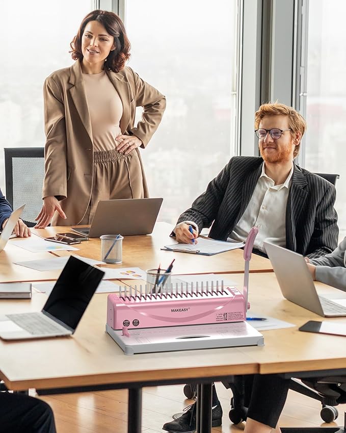 MAKEASY Binding Machine, 21-Hole, Comb Binding Machines with 100PCS Comb Bindings Spines, Comb Binder for Letter Size, A4, A5 Paper