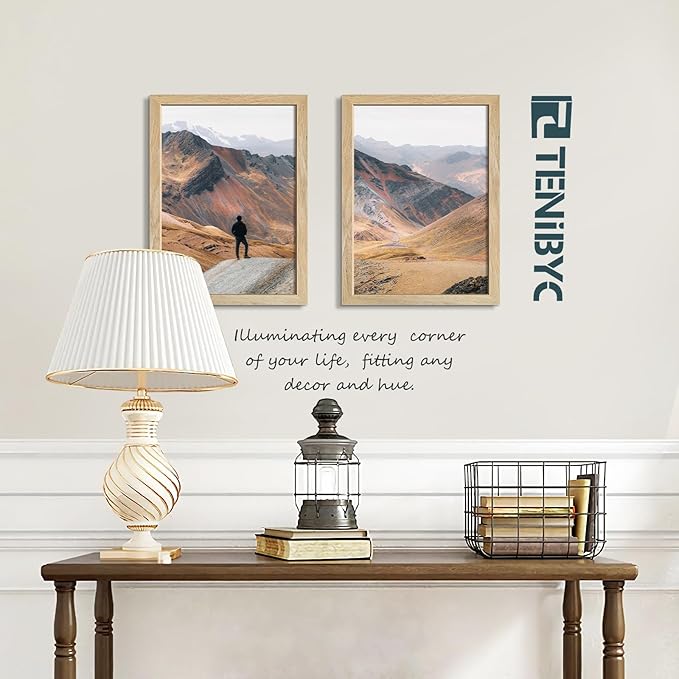 12x16 Picture Frame Set - 4 Pack, Natural Woodgrain, HD Tempered Glass, Wall Gallery Photo Frame