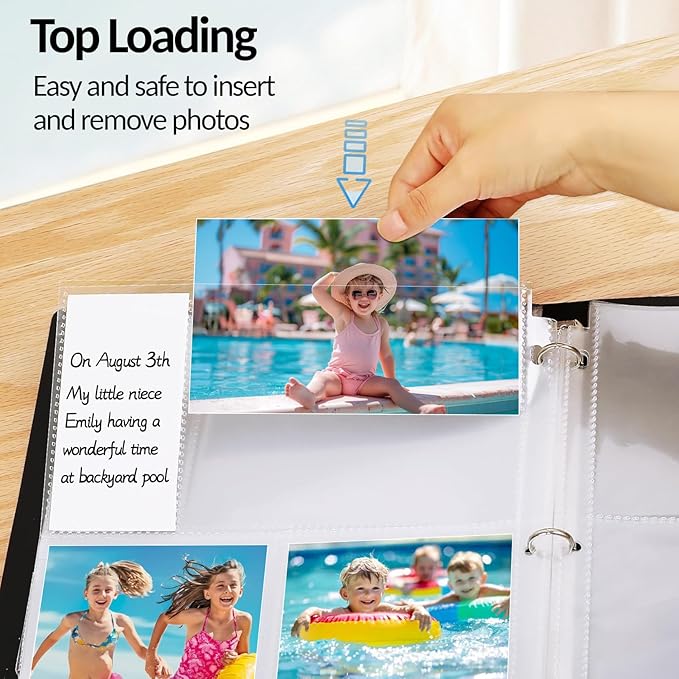 60 Pack 4x6 Photo Sleeves for 3 Ring Binder - Clear Archival Photo Protector Sleeves, Acid Free Plastic, 8.5x11