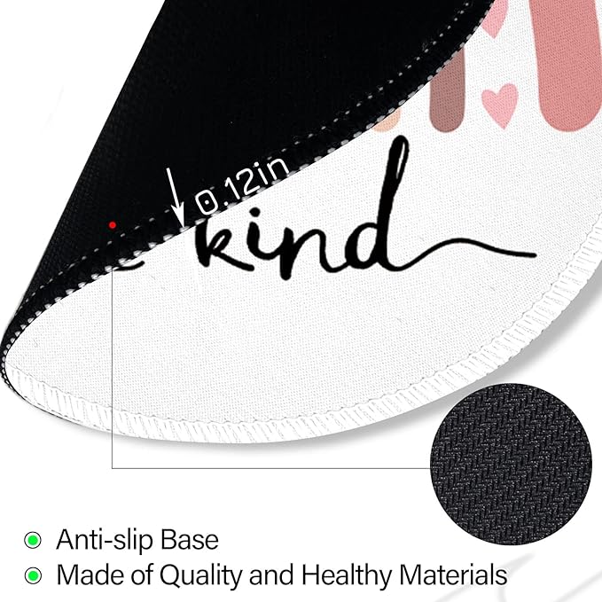 Rainbow Be Kind Round Mouse Pad, Small Mouse Pad with Non-Slip Rubber Base, Stitched Edge Mousepad for Desk Wireless Mouse, Gaming Mouse Mat for Computer Laptop Office Home Women, 8.6 x 8.6 Inch