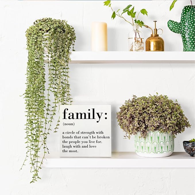 Family Noun Family Quotes Desk Decor Wooden Box Sign Inspirational Rustic White Wood Block Plaque Box Sign for Home Farmhouse House Kitchen Bathroom Living Room Shelf Table Decoration