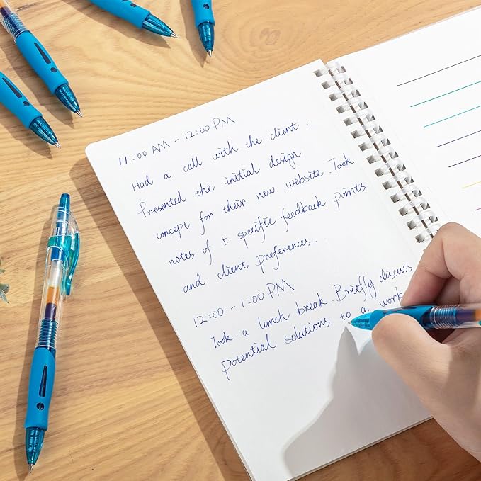 M&G 12Pcs Gel Pens, 0.5mm Blue Ink Gel Pens Fine Point, Quick Dry Gel Ink Pens Bulk Smooth Writing with Soft Anti-Slip Grip Retractable Design for Journaling Coloring Office Supplies School Women Men