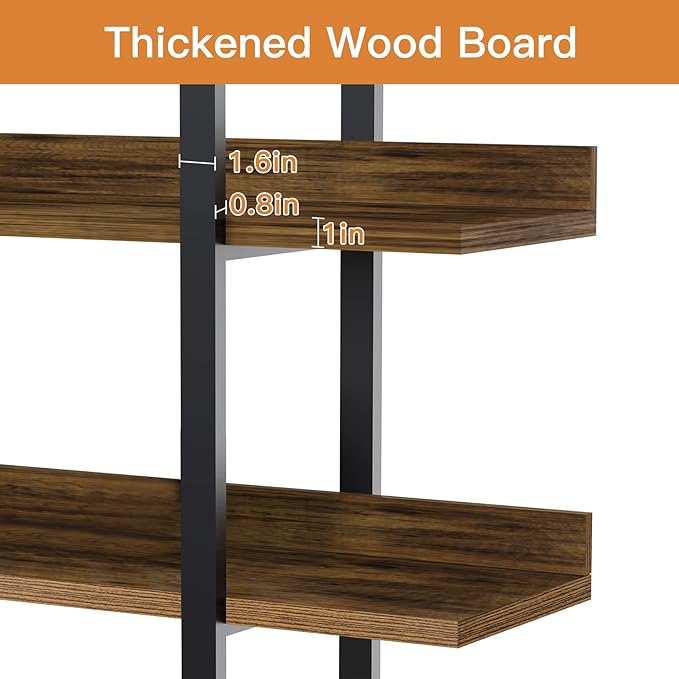 FRAPOW 83Inch Industrial Bookshelf and Bookcase, Double Wide 6 Tier Large Vintage Book Shelf with Metal Frame Open Bookshelves for Living Room Home Office