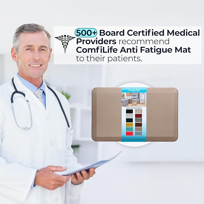 ComfiLife Anti Fatigue Floor Mat – 3/4 Inch Thick Kitchen Mats for Floor, Standing Desk Mat, Kitchen Rug – Comfort at Home, Office – Durable – Stain Resistant – Non-Slip Bottom (20" x 39", Rose Gold)