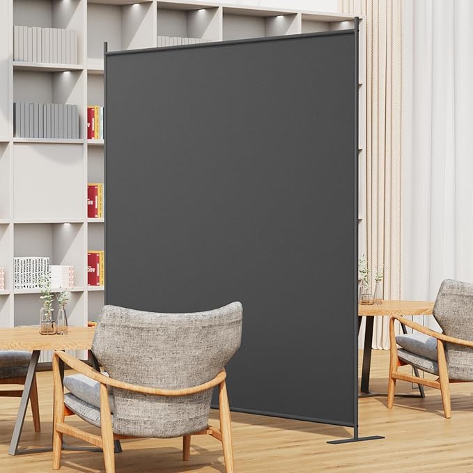 Helios&Hestia 1-Panel 6 ft Tall Indoor Folding Room Divider, Portable Privacy Screen, Freestanding Partition Separator, Temporary Wall Separation for Bedroom, Office, 71" W X 71" H, Dark Grey