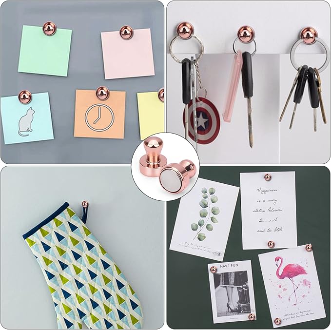 LOVIMAG 20 PCS Refrigerator Magnets, Rose Gold Fridge Magnet Strong Magnets for Whiteboard, Small Neodymium Magnetic Ideal for Push Pin, Office, Classroom, Map