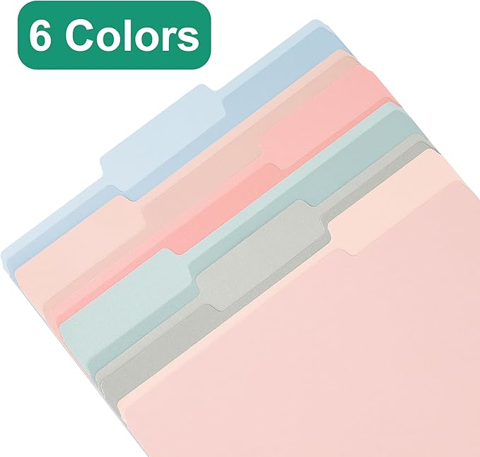 18 Pack Colored File Folders,1/3-Cut Tab,Letter Size,Durable Paper Folders,Office Supplies(4281U)