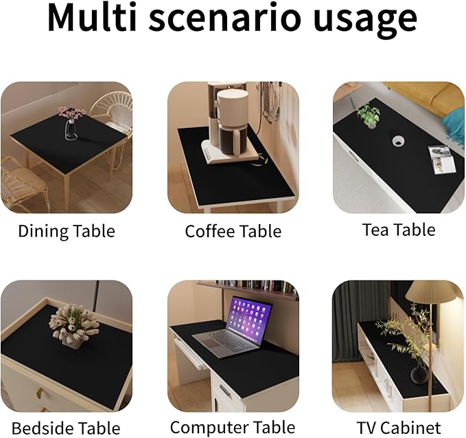 Leather Table Cover,1.8mm Thick,35.4x70.9 Inch Table Protector,Table Protector for Dining Room Table,Dining Table Cover,Table Cover Protector,Coffee Table Protector(Black+Black,35.4x70.9)