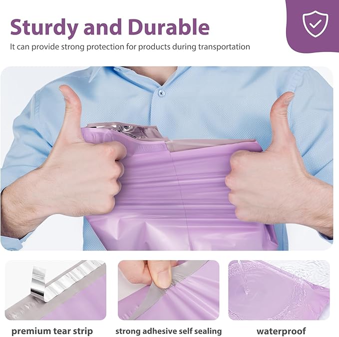 Fuxury Poly Mailers 12x15.5 Inch 1000 Pack, Bulk Shipping Bags for Clothing, Strong Adhesive Shipping Envelopes for Small Business Suppliers,Waterproof Mailers Poly Bags Mailing Envelopes Light Purple