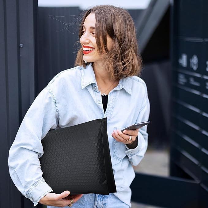 Fuxury Bubble Mailers 10.5x16 Inch 40 Pack Self Seal Padded Envelopes Waterproof Mailing Envelopes Bubble Padded Cushioning Padded Mailers Bubble Bags for Packaging Small Business Large #5 Black