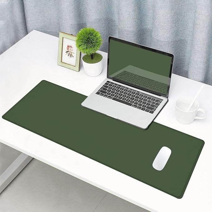 Large Gaming Mouse Pad, XL Extended Mousepad, Non-Slip Rubber Base Keyboard Mouse Mat Desk Pad for Work, Game, Office, Home, 31.5 x 11.8 in, Olive Green