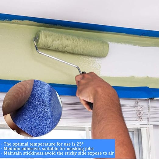 Masking Master Tape - Blue Paint Tape for Multi-Purpose Painting & Decoration (0.94in x 180.3yd, 3 Rolls) - No Residue, Easy Removal