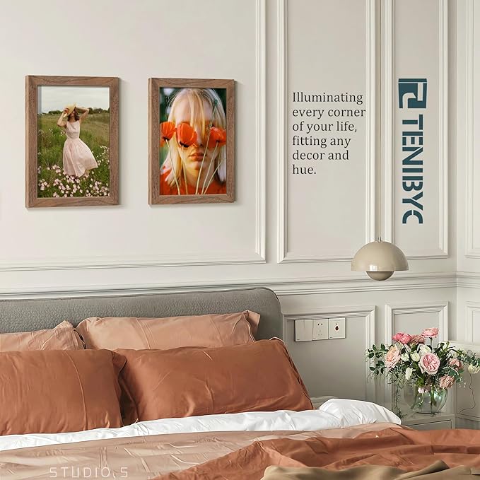 12x16 Picture Frame Set of 3 - Natural Walnut, Brown Wood, HD Tempered Glass, Wall Gallery Photo Frame