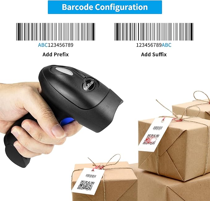 NetumScan Bluetooth QR Barcode Scanner with Stand, 3 in 1 Wireless 1D 2D Bar Code Scanner USB Image Bar Code Reader for Computer, Tablet, iPhone, iPad, Android