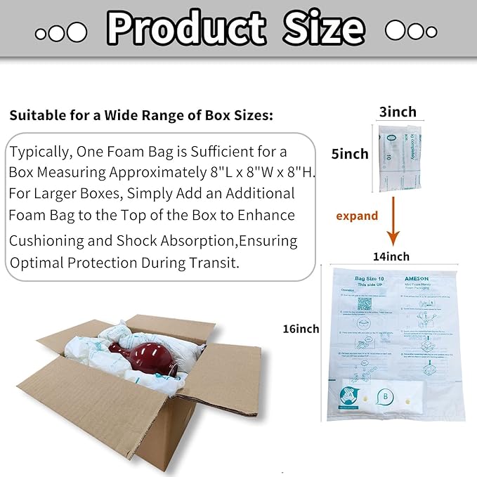 8 Pcs Expanding Packing Foam, ICLAP Ample Expandable Foam Packaging for PC, Fragile & Irregular Valuables Items, Electronics, Ceramics. Foam for Shipping & Moving, 14”x16”