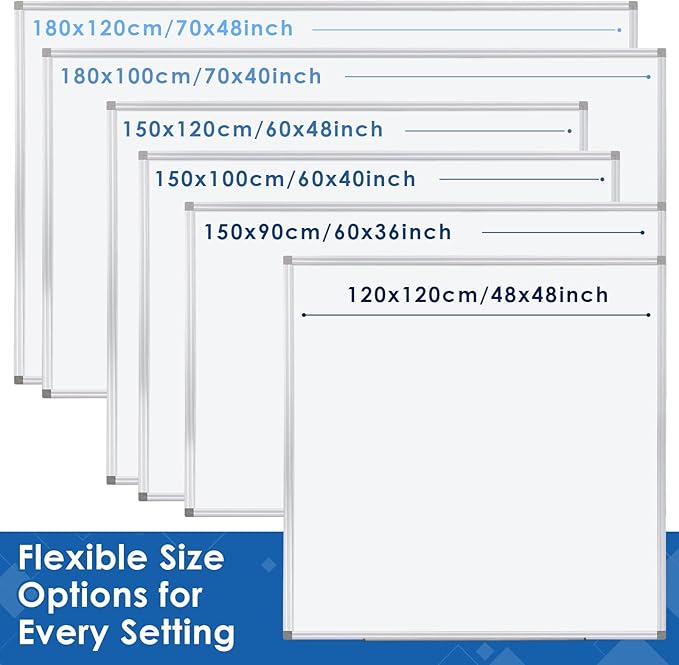 SWANCROWN White Board Dry Erase 60 x 36 Inches, Large Whiteboard for Wall with Thick Aluminum Frame, 5' x 3' Magnetic Whiteboard with Long Marker Tray & Magnetic Pen Holder for Office & Home