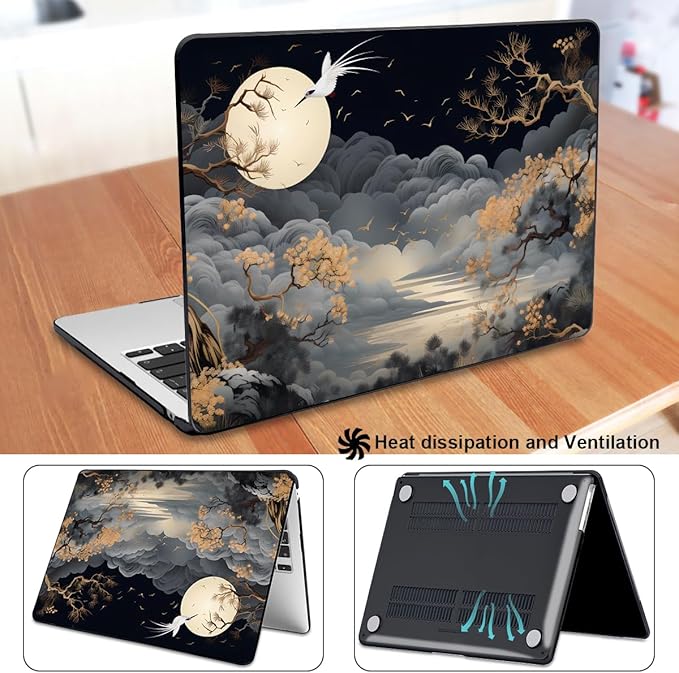 for MacBook Air 13.6 Inch Case M4 A3240 A3113 M3 A2681 M2 2025 2024 2023 2022 Release, Pattern Plastic Hard Shell Case Cover for Mac Air 13 inch M4 M3 M2 Chip Touch ID, Tide Illustration 2