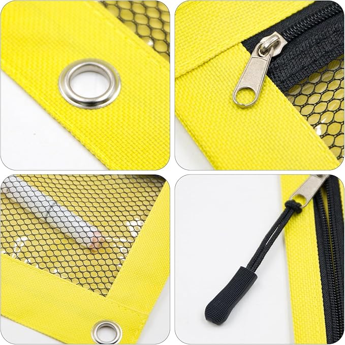 DoDoMagxanadu 3 Ring Pencil Pouch, Binder Pencil Pouch with Zipper and Mesh Window,8pack 8colors