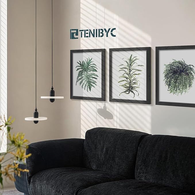 11x14 Picture Frames Set - 3 Pack - Black Solid Wood Poster Frame - Tempered Glass - Exclusive Woodgrain - Rooms, Offices, Gallery, Studio, and Hallway, Wall Display Decor