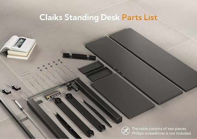 Claiks Standing Desk with Keyboard Tray, Standing Desk Adjustable Height, Raising Desks for Home Office and Computer Workstation, 48 Inches, Black