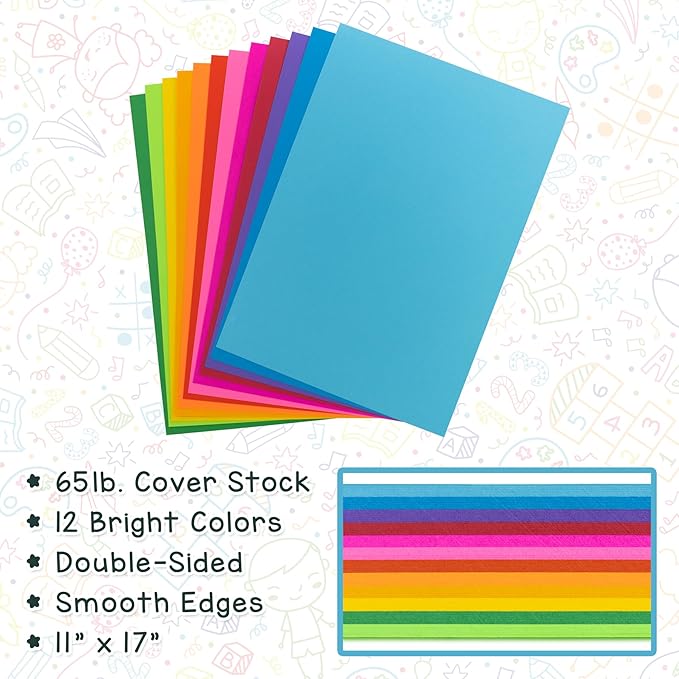 Hygloss Dark Green Bright Colored Cardstock - 11x17-Inch, 50 Sheets, 65 lb/ 176 gsm, Fade-Resistant, Acid-Free Color Card Stock Paper