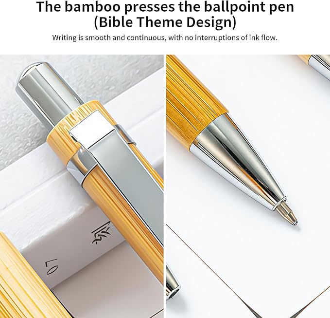 Bible Verse Pens 25 Pcs with 12 Christian Pens & 12 Refills & 1 Black Pen Pouch Bamboo Retractable Ballpoint Pens Inspirational Quote Pen Religious Gifts for Men Women