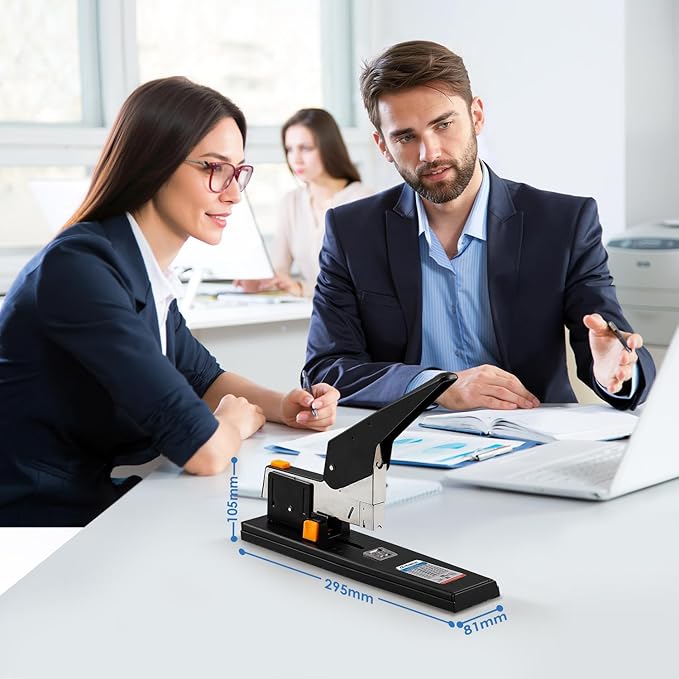 Heavy Duty Stapler 210 Sheets Capacity, Effortless Office School Stapler with Adjustable Stapling Width of 60mm (2.36") with 4000 Staples, Black