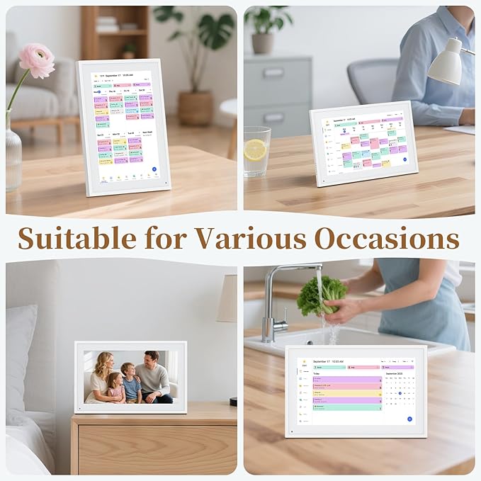 Smart Digital Calendar,10.1"HD Touchscreen Electronic Desk Calendar & Chore Chart, Touchscreen Interactive Display for Family Schedules with Meal Planner & Picture Frame & Lists