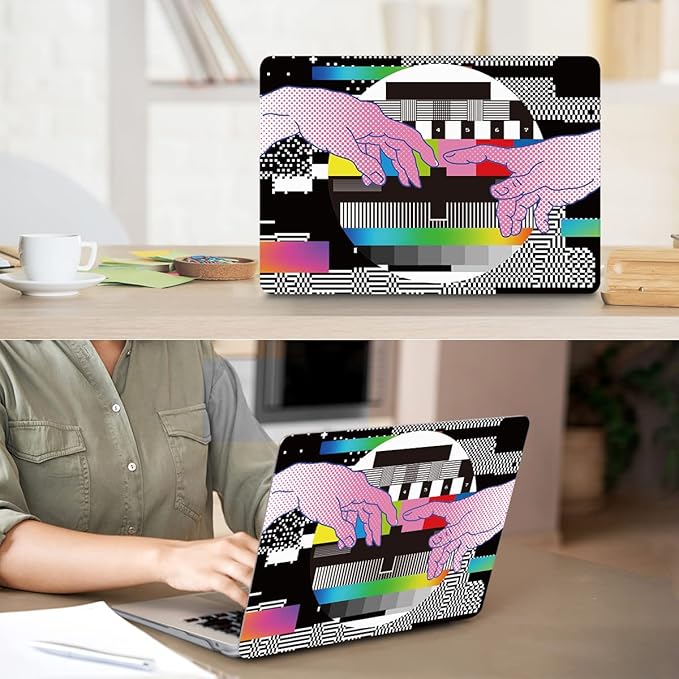 Compatible with MacBook Air 13 inch Case 2022 2021 2020-2018 Release M1 A2337 A2179 A1932 with Touch ID, Hard Print Case + Keyboard Skin + Webcam Cover + Screen Protector, Creative Finger