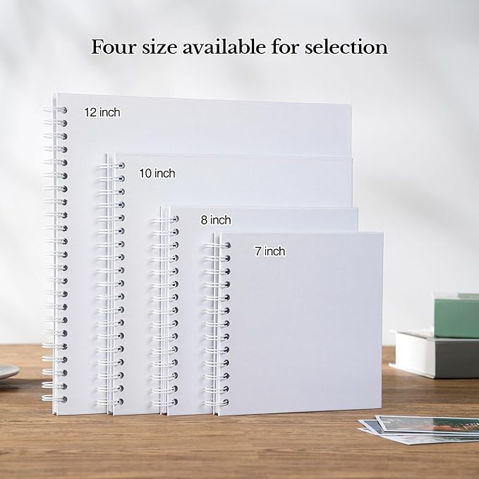 potricher 12 x 12 Inch DIY Scrapbook Album 40 Pages Hardcover Kraft Paper Scrap Book Photo Albums Memory Book for Wedding and Anniversary Family (White, 12 Inch)