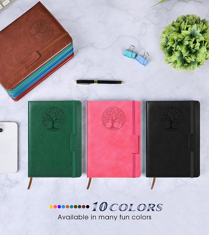 Lined Journal Notebook for Women Men,256 Pages A5 Hardcover Leather Journals for Writing,Travel,Business,Work & School,College Ruled Notebooks for Note Taking,Diary Notepad 5.7"×8.3"(pink)