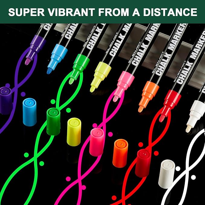 SILENART Chalk Markers - Vibrant 8 Pack - Dry Erase Markers Pen - Liquid Chalk Markers for Blackboard Chalk Board Windows Glass Acrylic Calendar Board - Erasable Chalk Marker (Red)