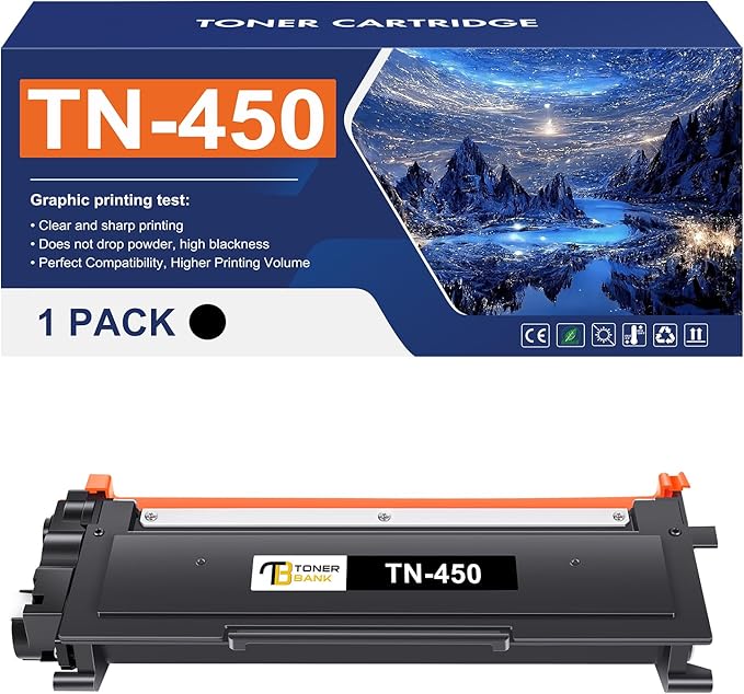 TN-450 Toner Cartridges Replacement for Brother TN-450 Toner Cartridges 1 Pack High Yield for HL-2135W 2220 2230 2240 2240L 2240D 2250DN 2250DNR 2270 2270DW 2275DW 2280DW