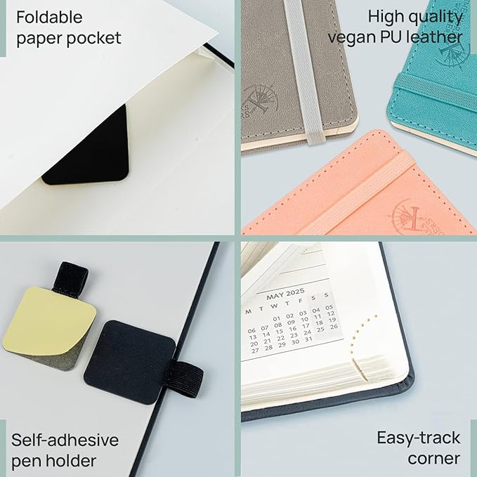 POPRUN Monthly Planner 2025-2026 (Medium- 6.5'' x 8.5'' Soft Cover), 18-Month Calendar Book (Jul.2025-Dec.2026), Calendar Planner with Monthly Tabs & Pocket, 100 GSM Paper - Black