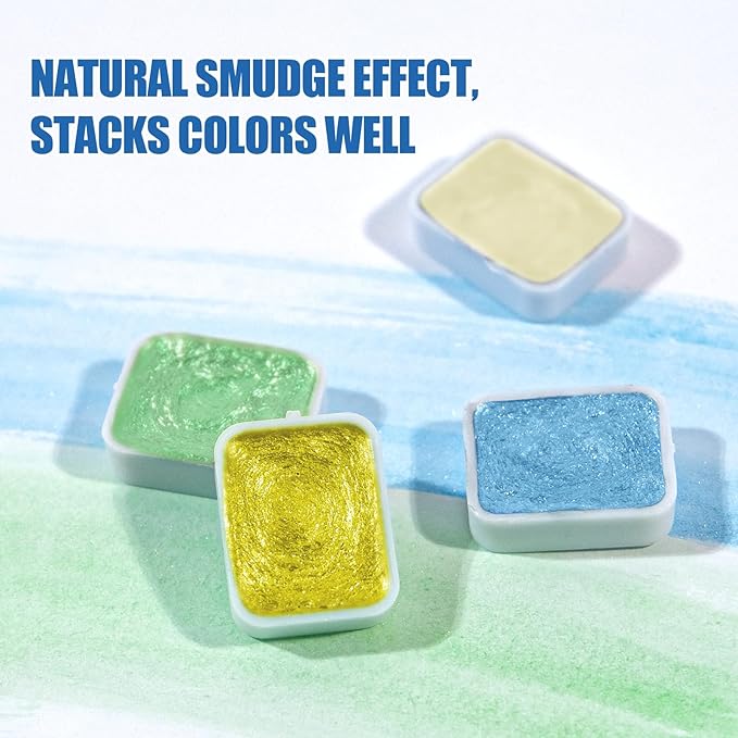 Mini Glitter Watercolor Paint Set, 20 Colors Shimmer Metallic Watercolour Painting Sets, Solid Pearl Water Color Paints for Kids, Adult, 1ml Trial Pack (Aurora)