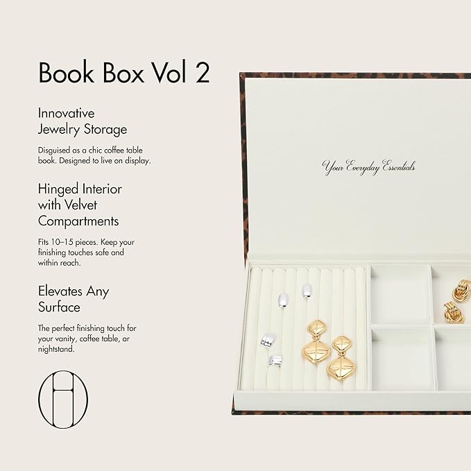 Jewelry Book Box – Vol. 2 – Leopard Print Jewelry Storage Box – Decorative Book-Inspired Organizer for Display, Storage & Gifting