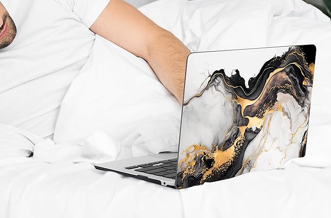 DONGKE Compatible with MacBook Air 13 inch Case 2021 2020 2019 2018 Release A2337 M1 A2179 A1932 with Retina Display & Touch ID, Plastic Hard Shell & Keyboard Cover - Abstract Marble