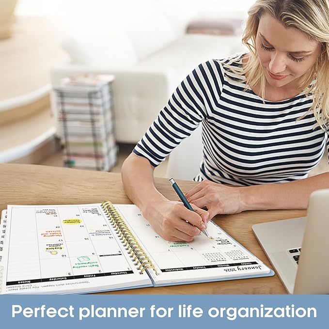 2026 Planner, Weekly and Monthly Calender Planner, Jan 2026 to Dec 2026, Hardcover 2026 Calendar Planner Book with Tabs & Inner Pocket, Office Home School Supplies for Women & Men - A4 (8.5" x 11"), Blue