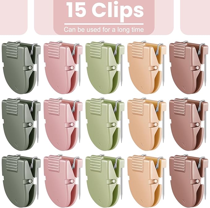 15 Pcs Cubicle Clips Fabric Panel Cubicle Accessories Fabric Partition Panel Wall Clip Office Photos Wall for Notes Memos Standard Size, 40-Sheet Capacity (Maillard Color)