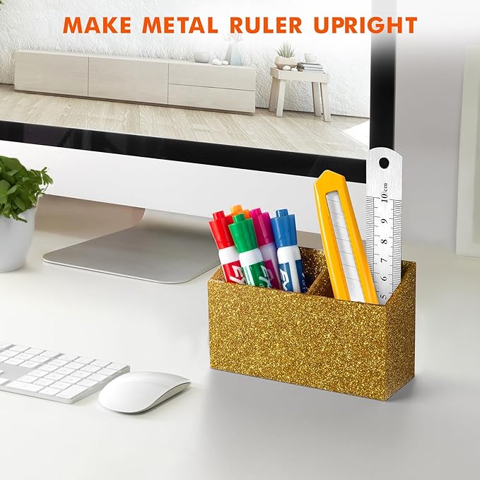 BEYGORM Magnetic Dry Erase Marker Holder for Whiteboard,Non-slip Acrylic Magnet Pen Holder for Fridge Refrigerator,Locker Organizer for Work,Locker Accessories,Pencil Cup for Desk(Gold)