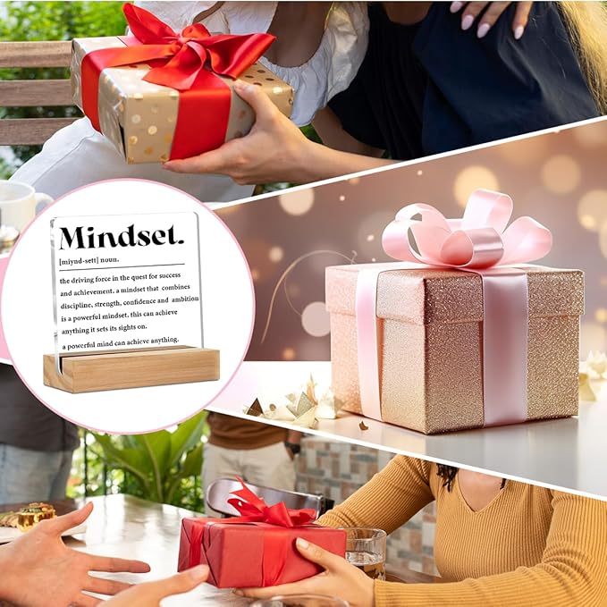 Inspirational Mindset Decor Acrylic Sign, Motivational Home Office Desk Table Decor Acrylic Plaque, Shelf Cubicle Desktop Art Decoration, Inspirational Gifts for Women Colleague Friend