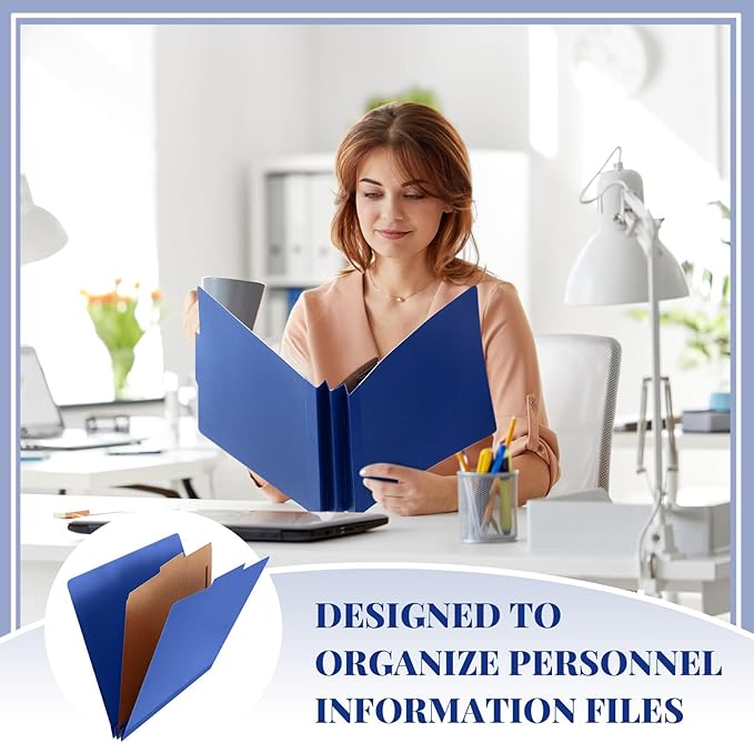 60 Pcs Classification Folders Letter Size, 1 Divider Pressboard File Folder with Fasteners, Expanding File Organizer Bulk for Teachers, Clergy, Office, Church, Christmas Donations (Dark Blue)