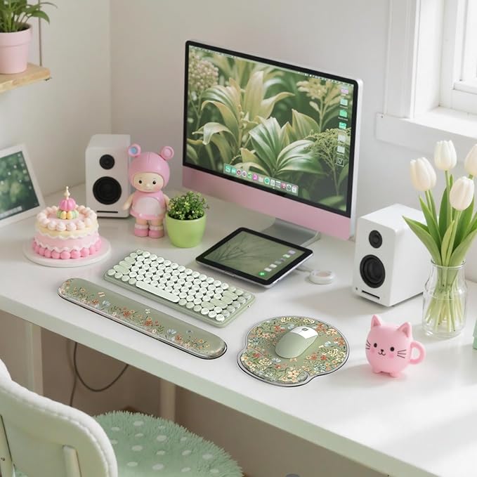 iCasso Gel Wrist Rest for Keyboard and Mouse,Ergonomic Mouse Pad Wrist Support for Typing Pain Relief,Silicone Keyboard Cushion Hand Arm,Cute Computer Wrist Rest for Women Girl