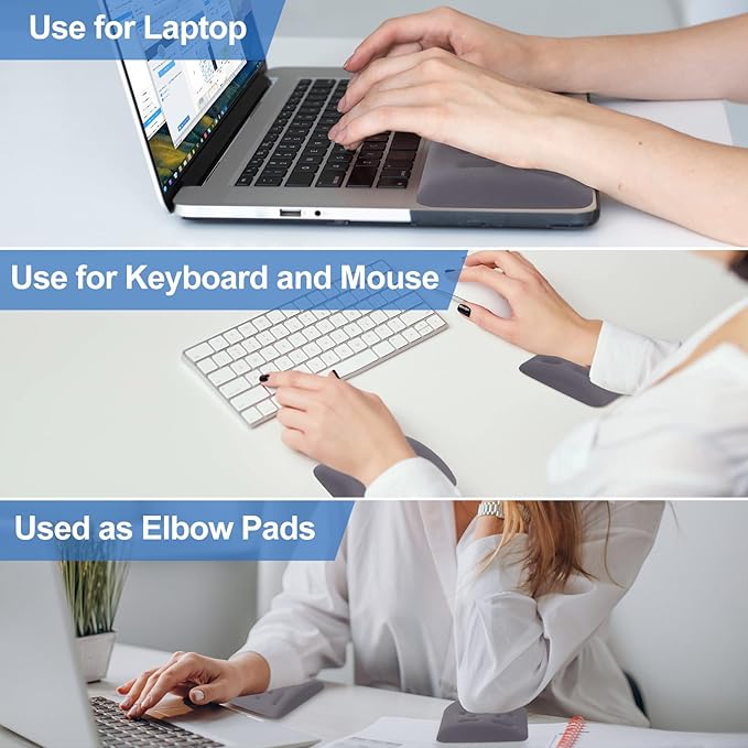 Upgraded Wrist Rest for Laptop, Ergonomic Memory Foam Laptop Wrist Pads for Computer Keyboard, Wrist Support Cushion for Typing (Gray)