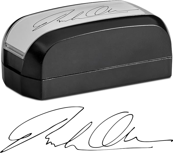 MaxMark Custom Signature Stamp - Small Size Pre-Inked Pocket Stamp Customized with Your Signature